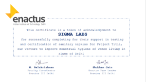 Certification of Sanitary Pads for Project Titli